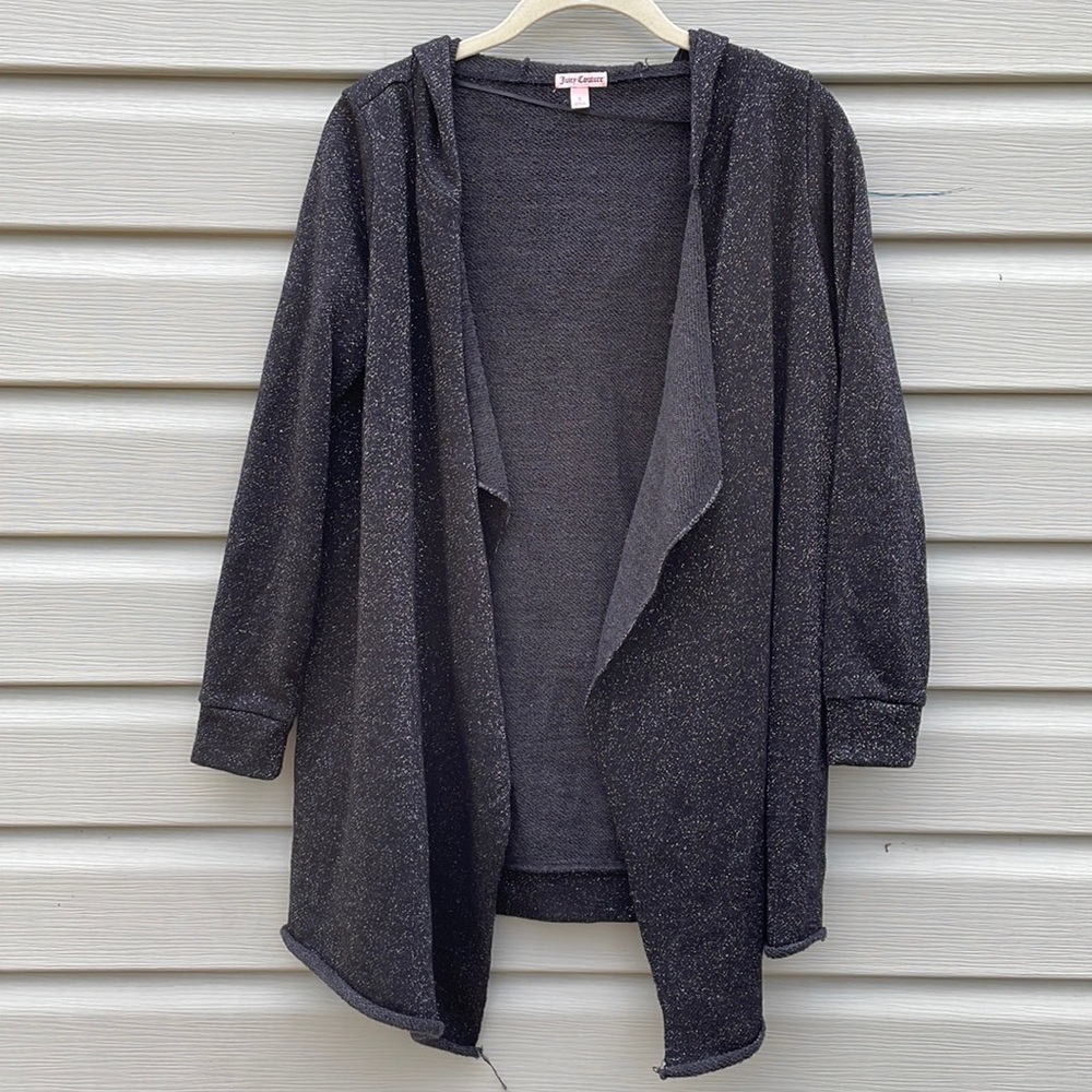 Juicy Couture Glittery Hooded Knit Cardigan